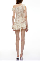White Lace Mini Dress with 3D Florals