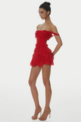 Off Shoulder Ruffle Mini Dress