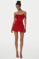 Off Shoulder Ruffle Mini Dress
