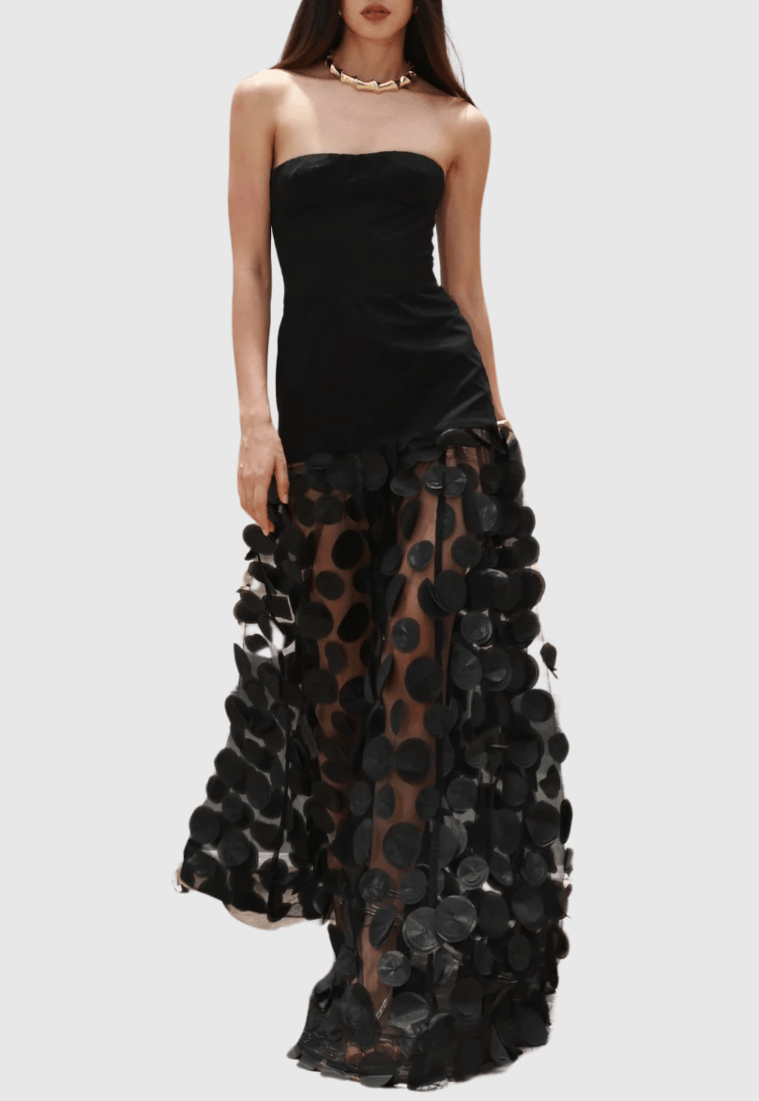Mesh Maxi Dress - Black
