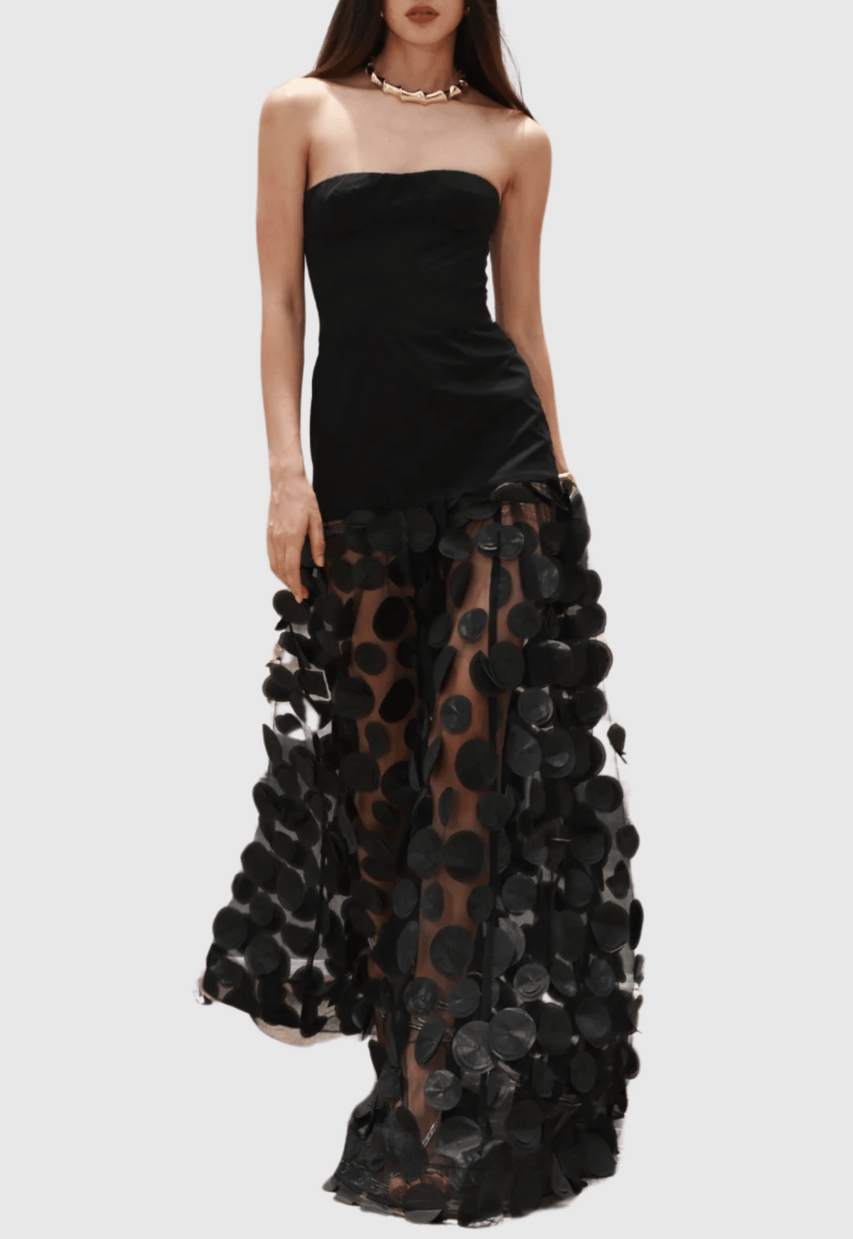 Mesh Maxi Dress - Black