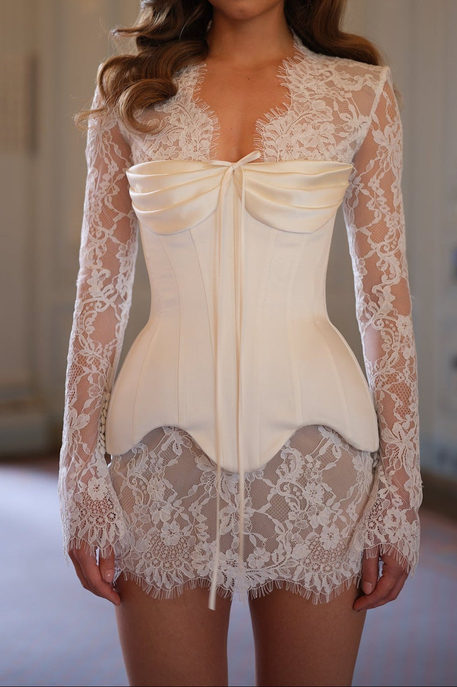 Lace & Satin Corset Mini Dress