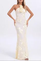 Yellow Backless Party Mixi Dress