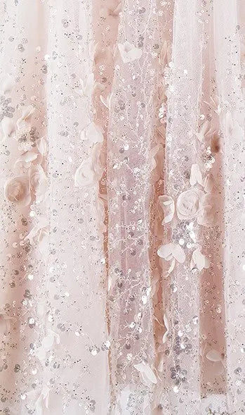 Pink Flower Embroidered Sequin Doll Party Dress