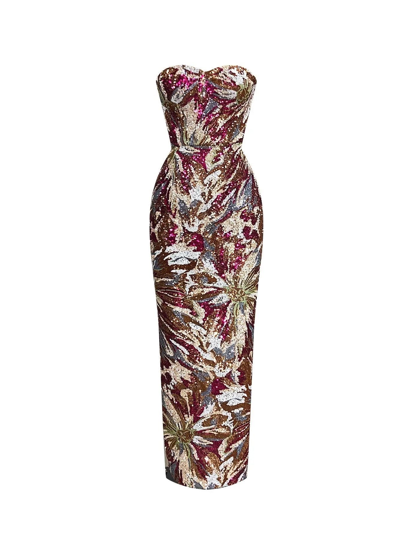 Fireworks Pattern Sequin Embroidery Maxi Dress