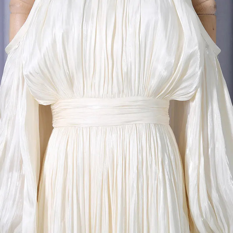 Off Shoulder Puff Sleeve Maxi Dress