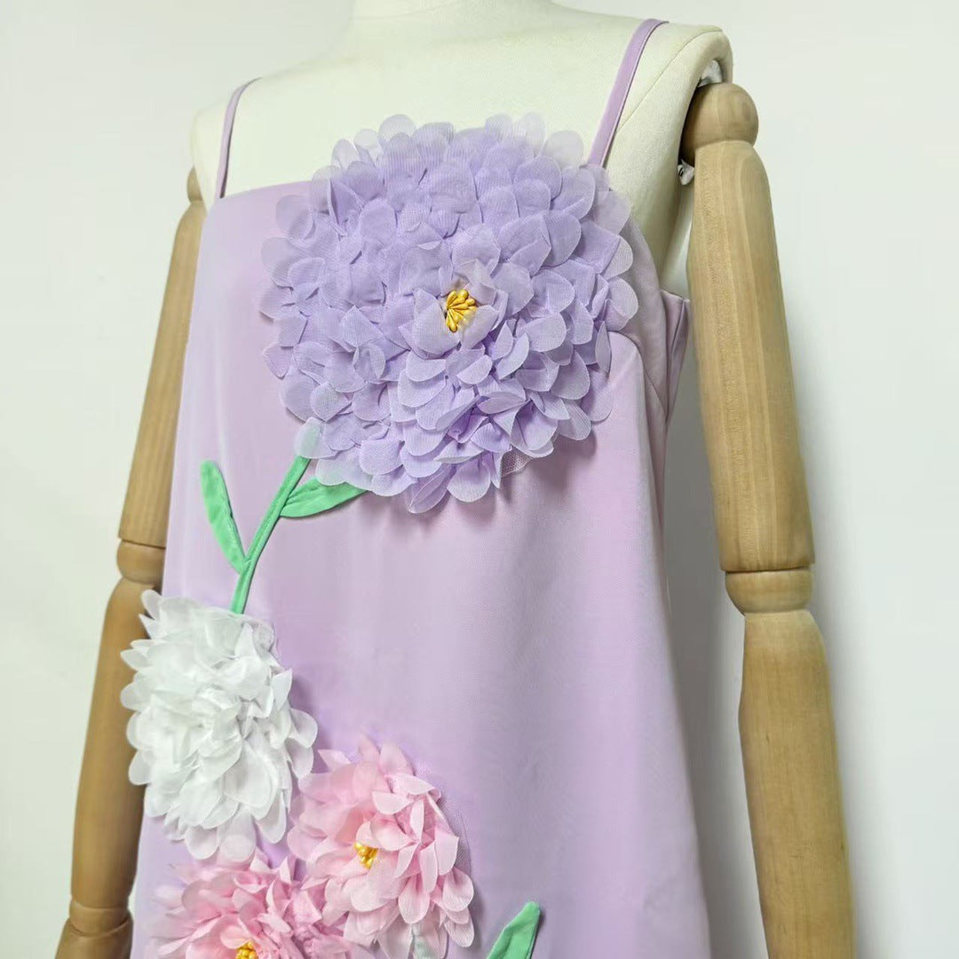 Embroidered Maxi Dress in Purple