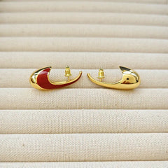 Retro Enamel Gold- Red Earring