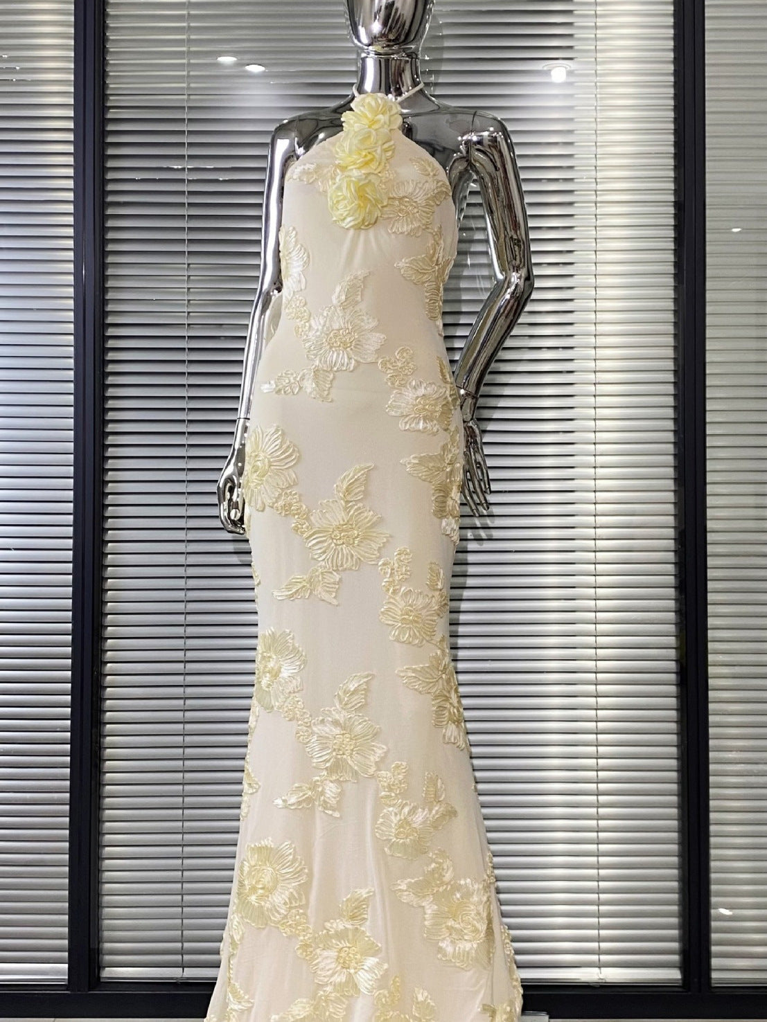 Yellow Backless Party Mixi Dress