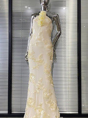 Yellow Backless Party Mixi Dress