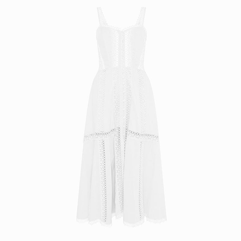 Embroidered Hollow Top Maxi Dress