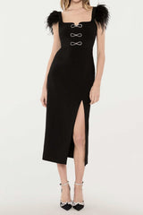 Bows High Diamond Bandage Midi Dress