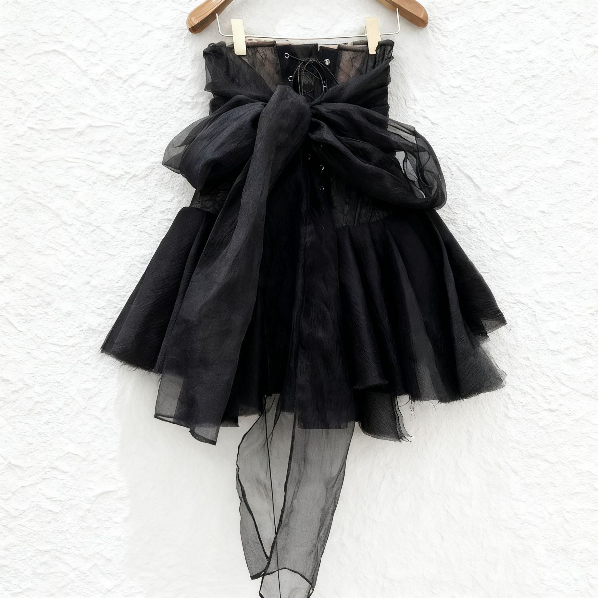 Halter Neck Top with Cross Straps Mini Dress in Black