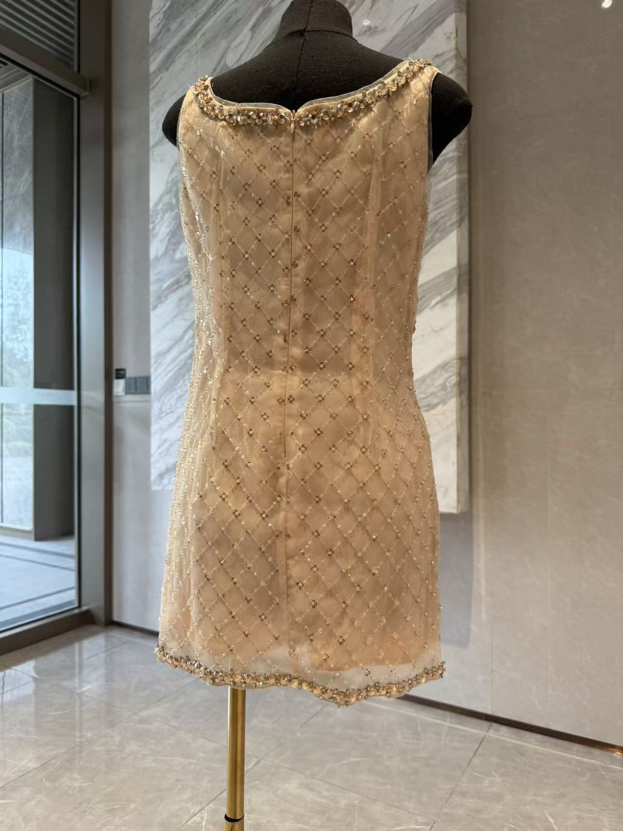 Embellished Rhinestone Sequin Mini Dress in Yellow