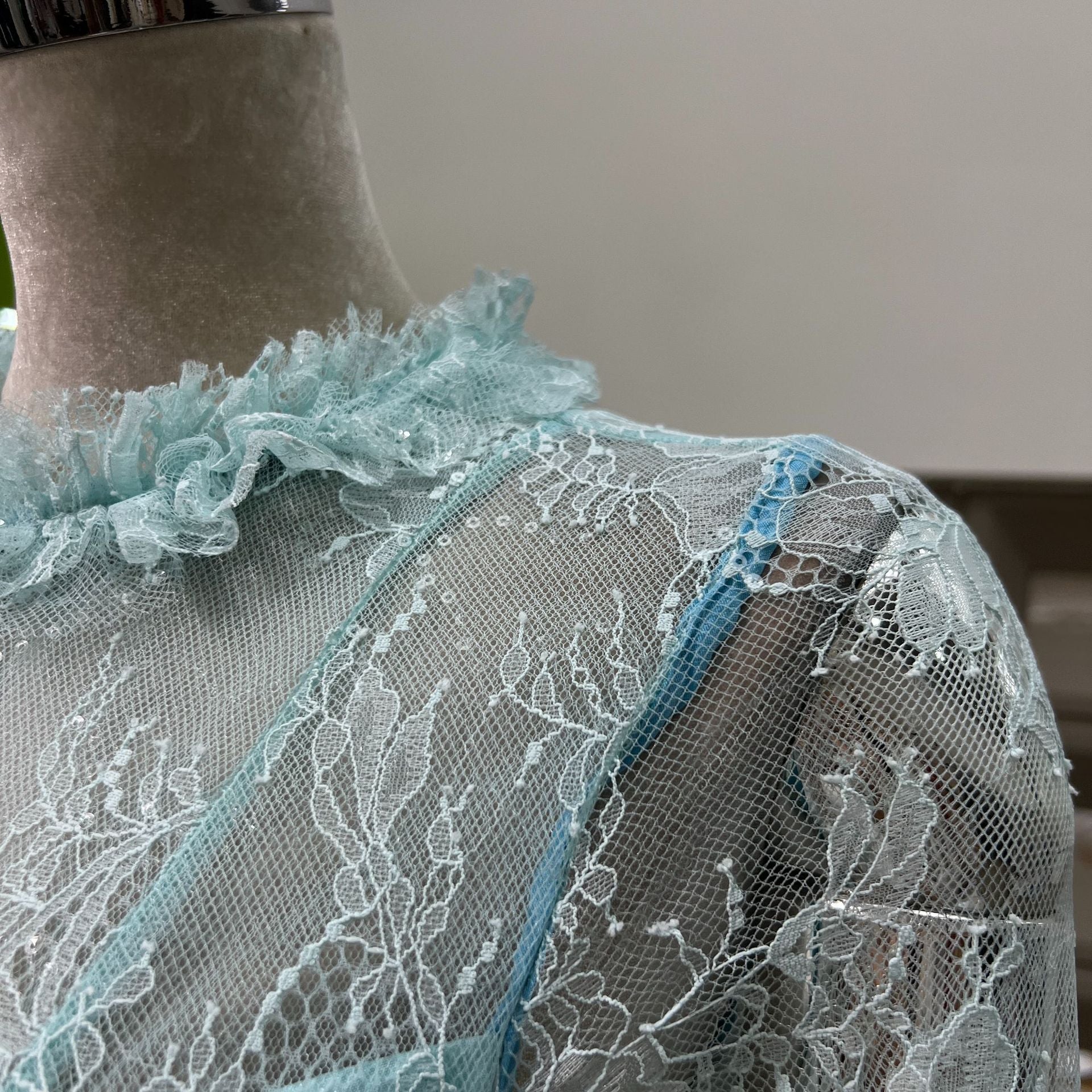 Blue Embroidered Mini Dress