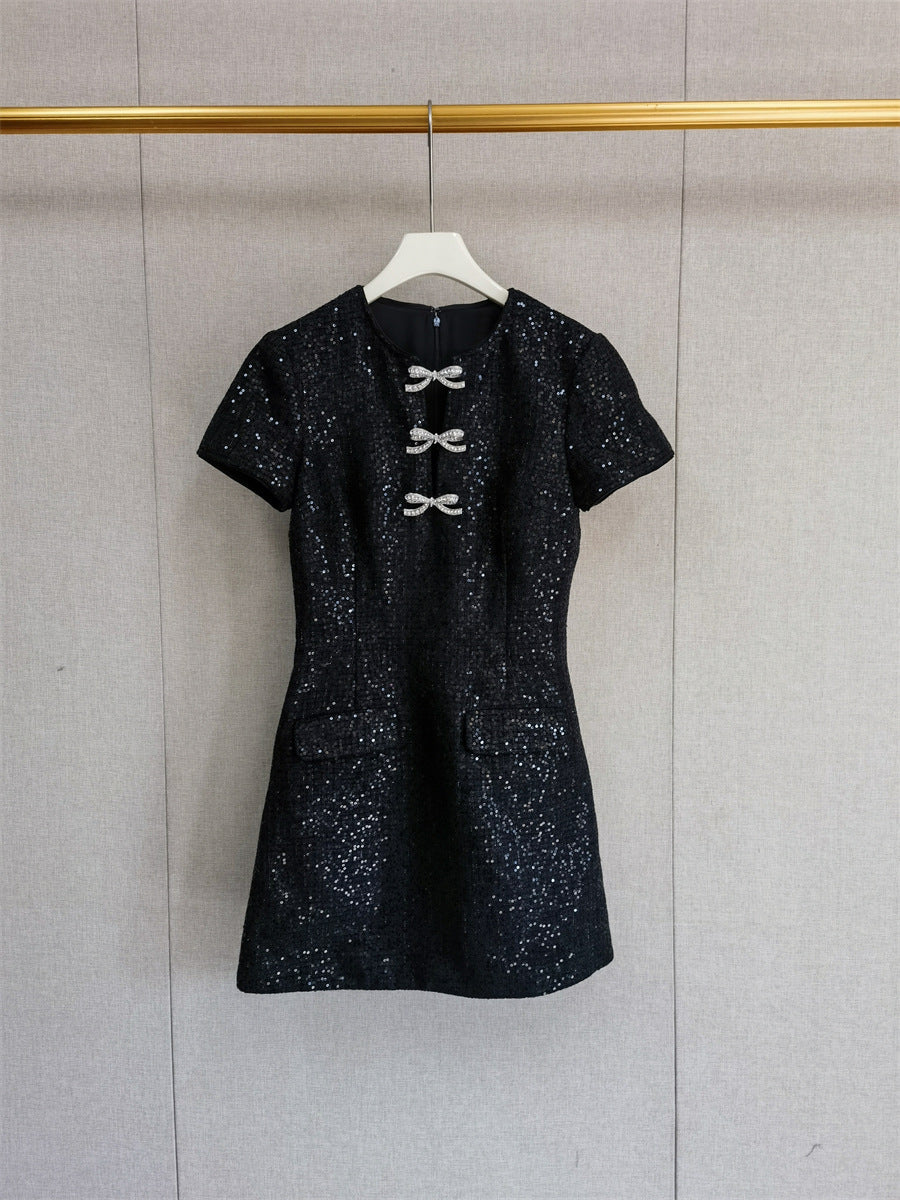Black Sequin Mini Dress
