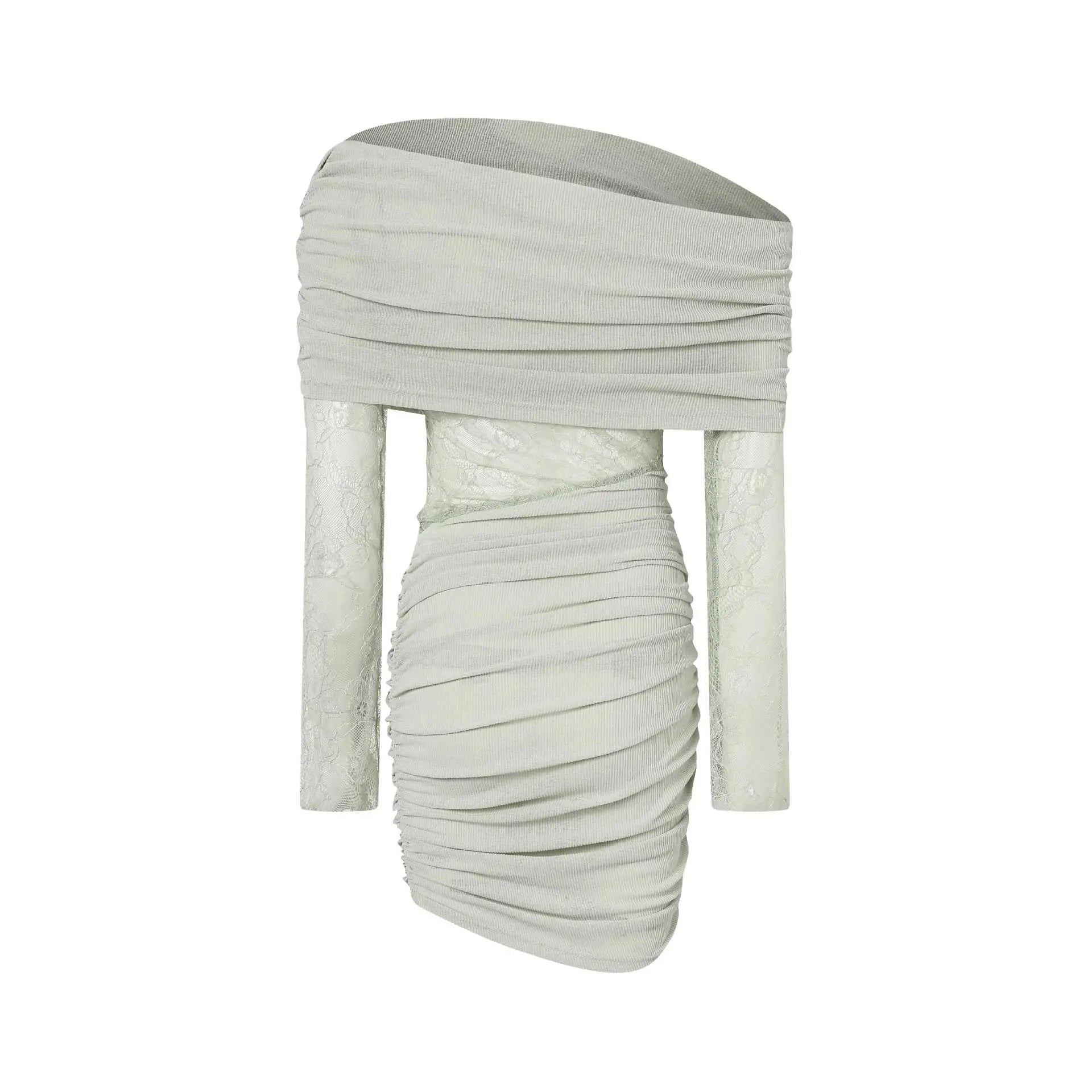 Lace Spliced Knitted Mini Dress