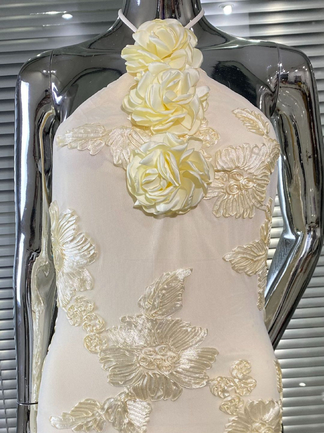 Yellow Backless Party Mixi Dress