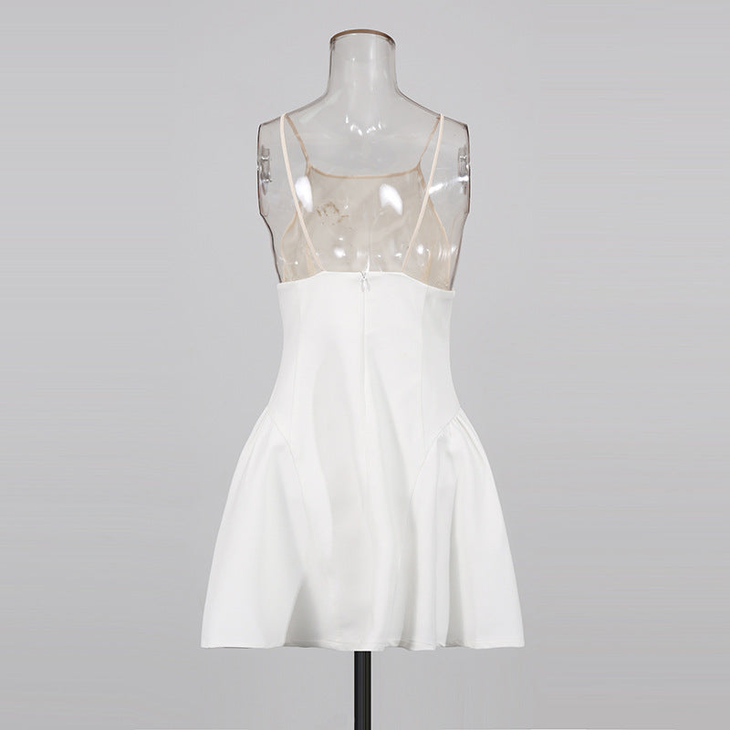 White Mini Dress with Embroidered Lace Cape
