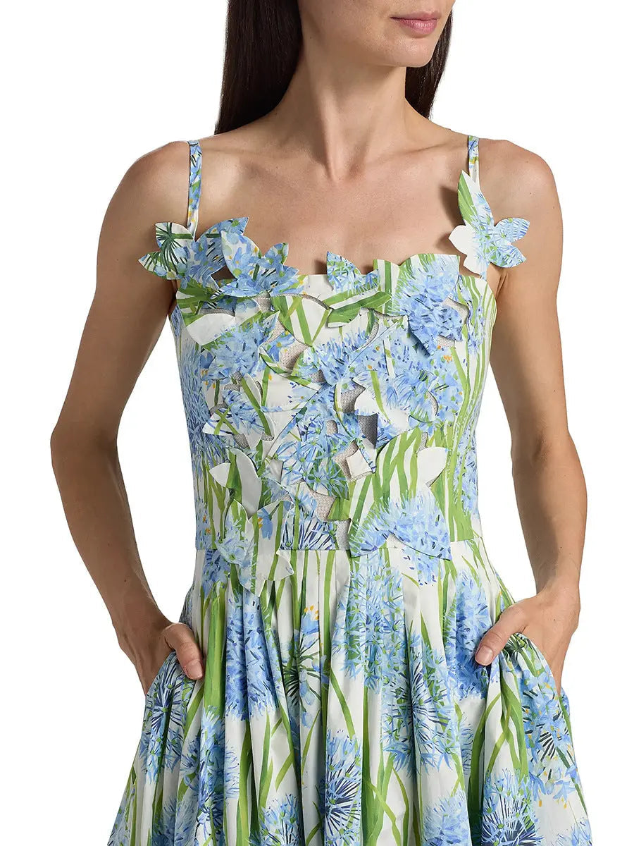 Floral Embroidered Poplin Midi Dress