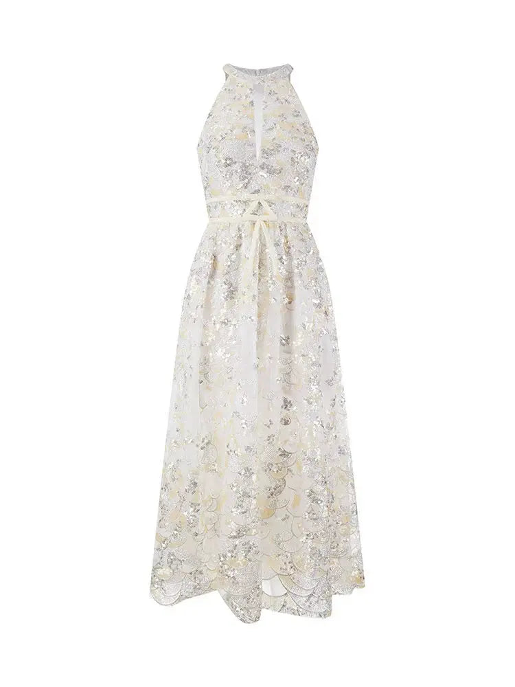Gold Couture with Floral Embroidery Sequin Banquet Dress