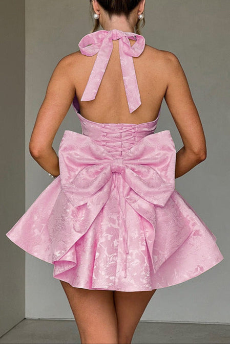 Deep V-neck Short Floral Homecoming Dress