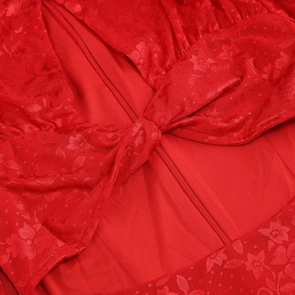 Floral Cutout Mini Dress - Red