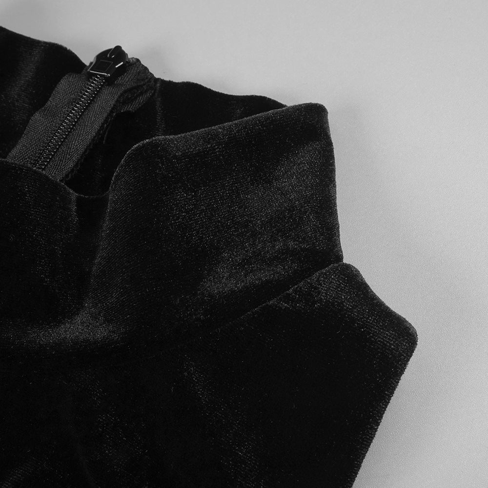 Mesh Patchwork Maxi Dress in Black