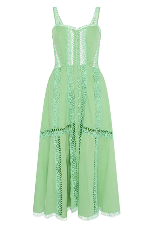Embroidered Hollow Top Maxi Dress