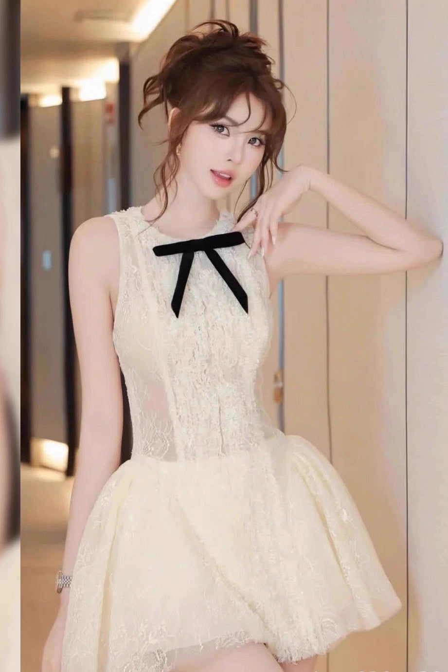 Sleeveless Embroidered Mini Dress in Green