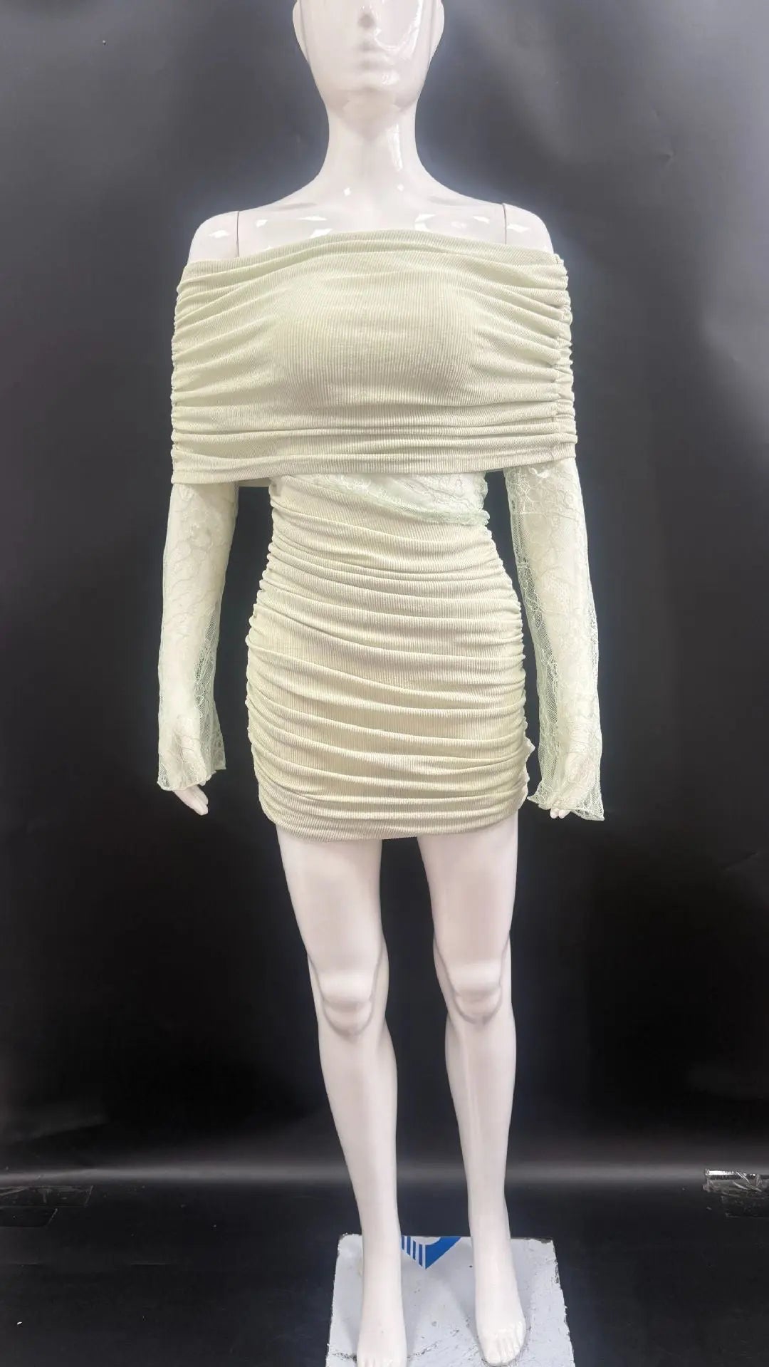 Lace Spliced Knitted Mini Dress