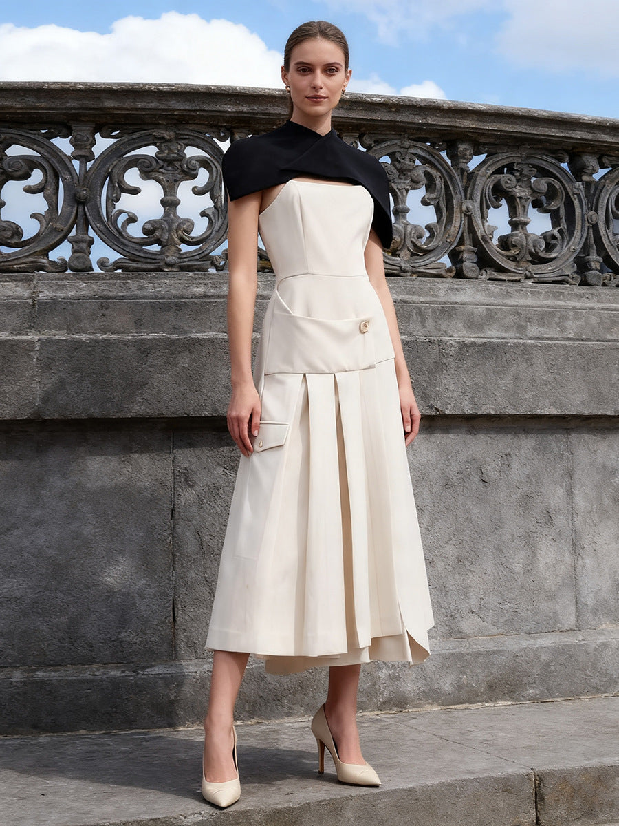 Cape Sleeveless Midi Dress