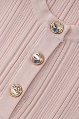 Sleeveless Knitted Dress Top Skirt Set in Apricot