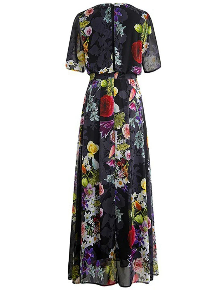 Floral Short Sleeve Maxi Dress