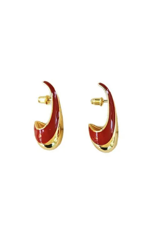 Retro Enamel Gold- Red Earring
