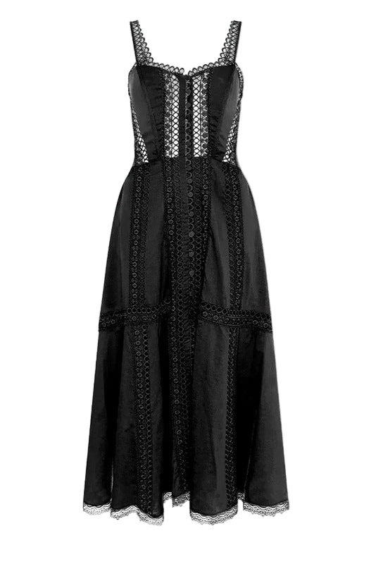 Embroidered Hollow Top Maxi Dress