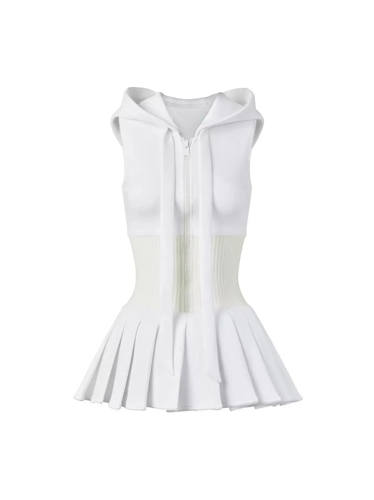 Sleeveless Knit Mini Dress - White