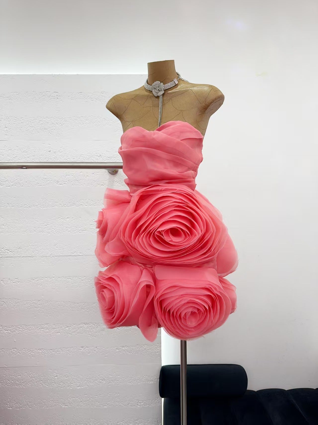 Organza Coral Mini Dress