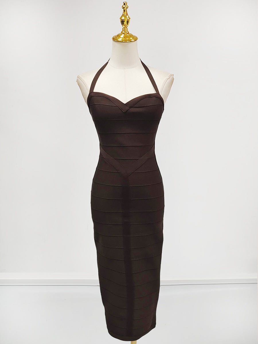Halter Bodycon Midi Bandage Dress