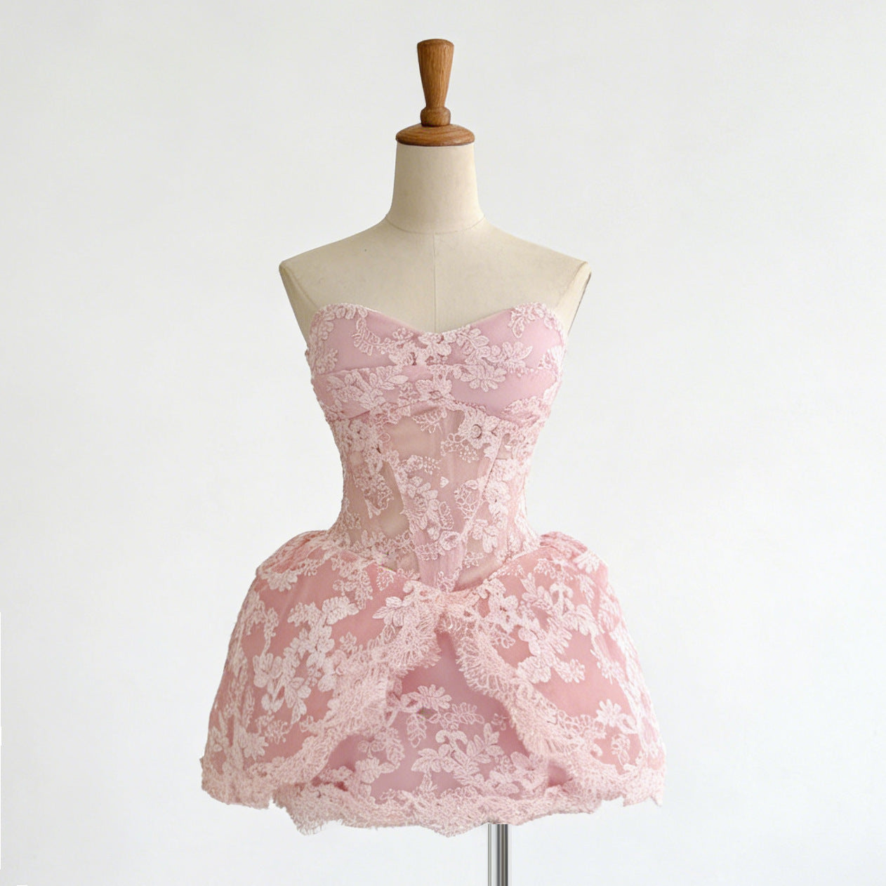 Lace Embroidered Bandeau Sleeveless Dress