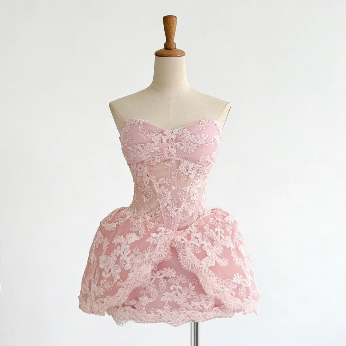 Lace Embroidered Bandeau Sleeveless Dress