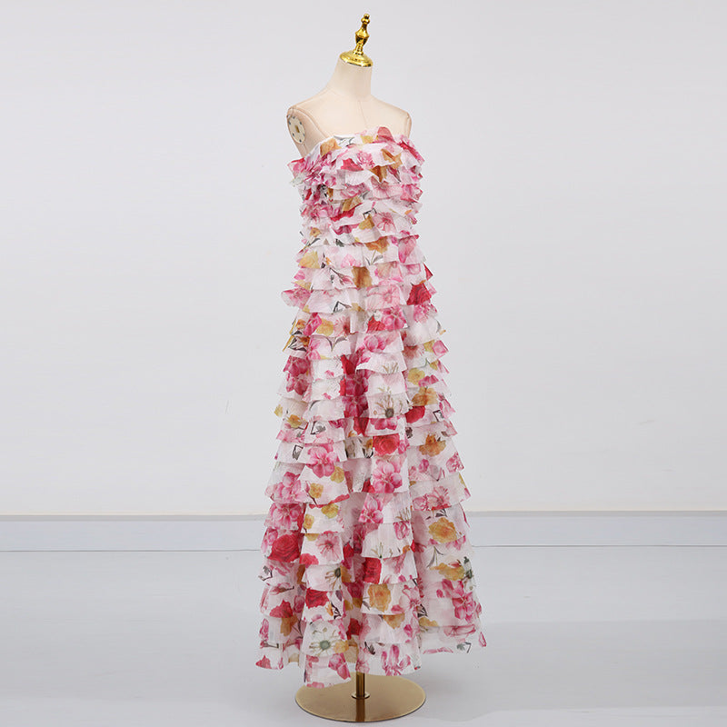 Cathy Floral Print Maxi Dress in Pink