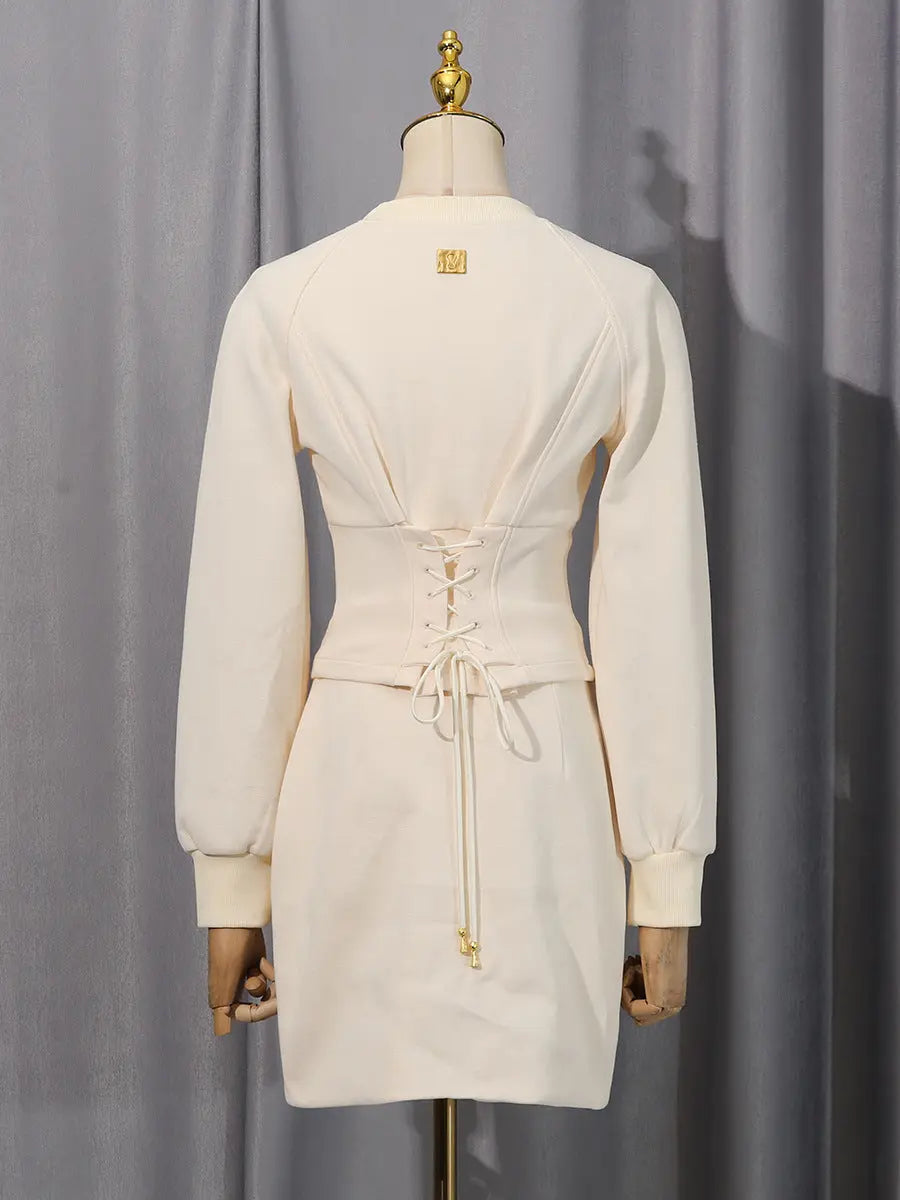 Embellished Button Co-ord Set Ivoire