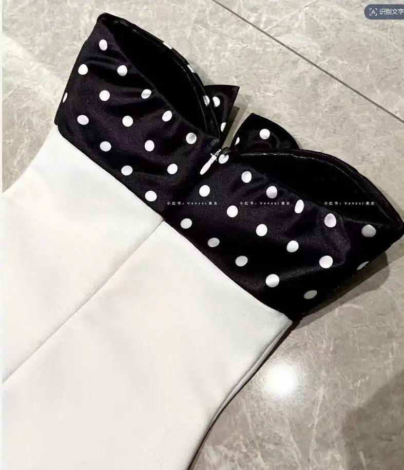 White Contour Sleeveless Contrast Bandage Mini Dress