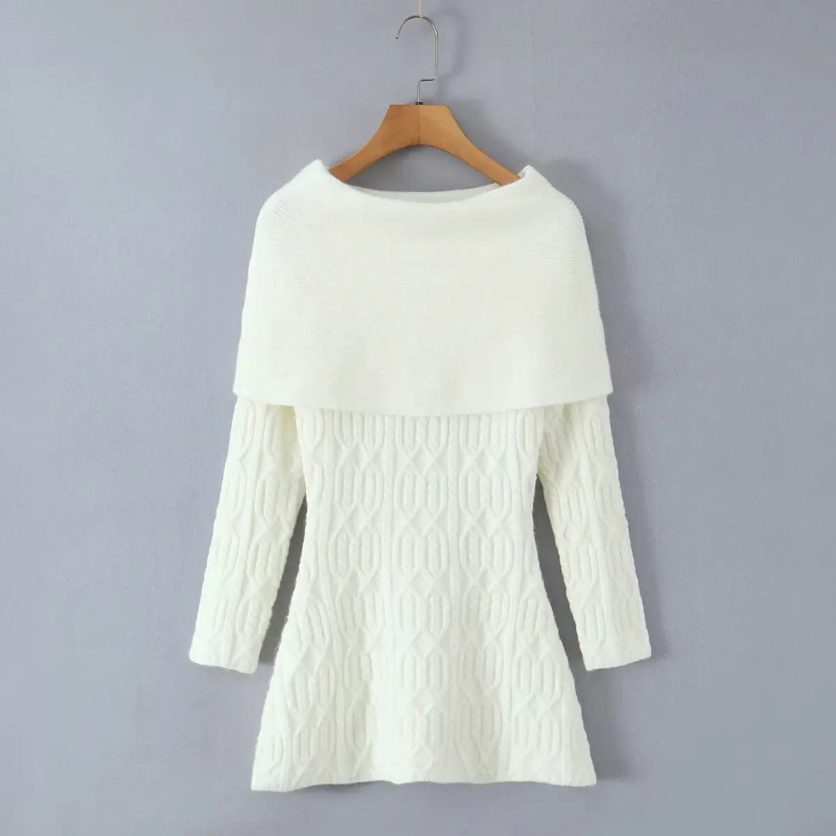 Off Shoulder Knit Mini Dress - White