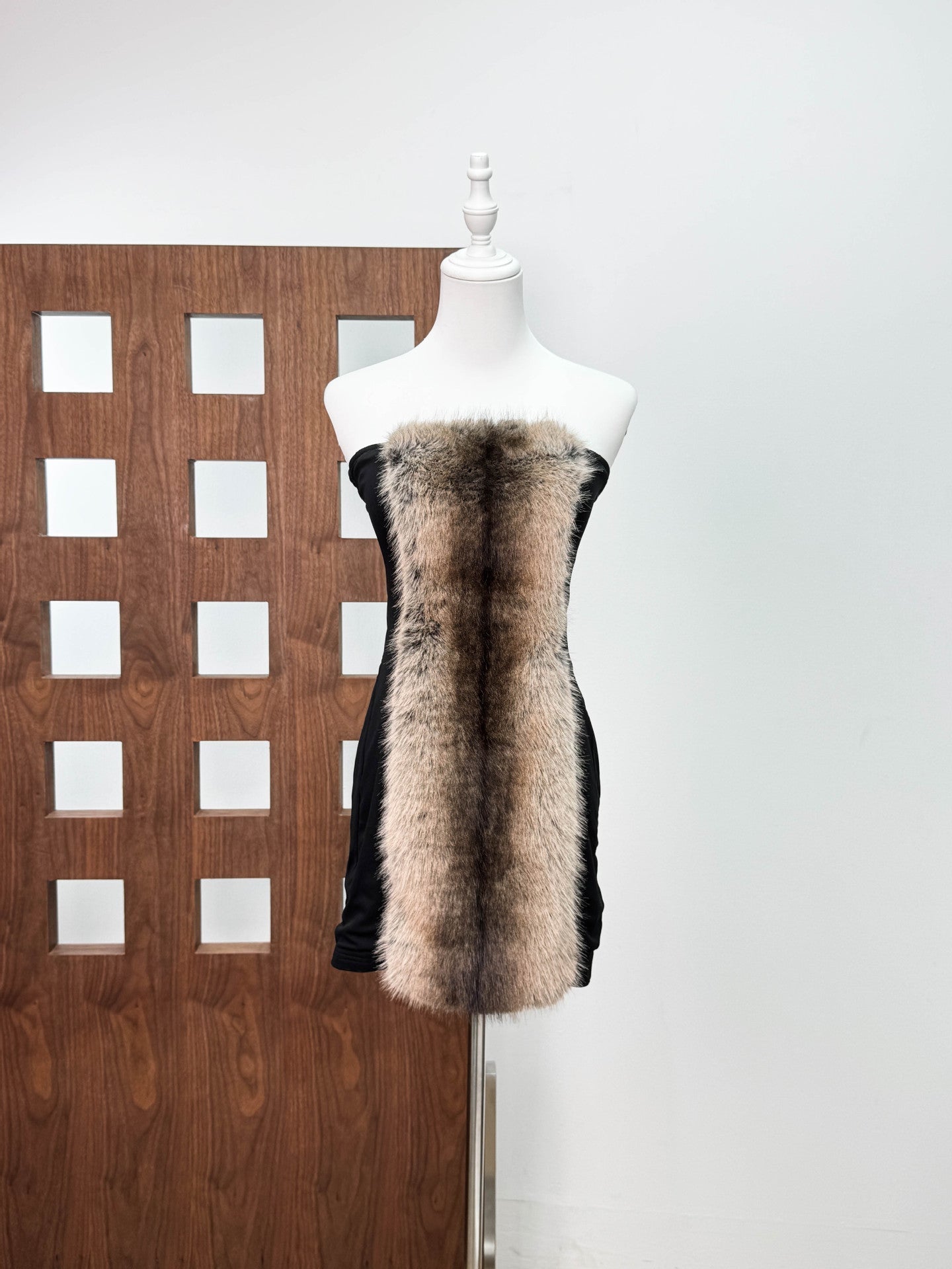 Plush Cut Mini Dress in Black - Mink