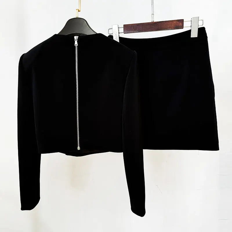 Crystal Embellishment Side Skirt & Top Set