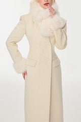 Slim Faux Fur Mid-Length Woolen Coat