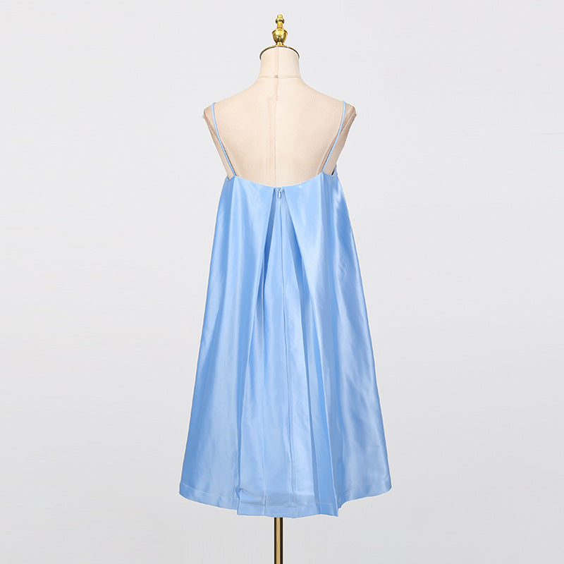 Floral Embroidered Mini Dress in Blue