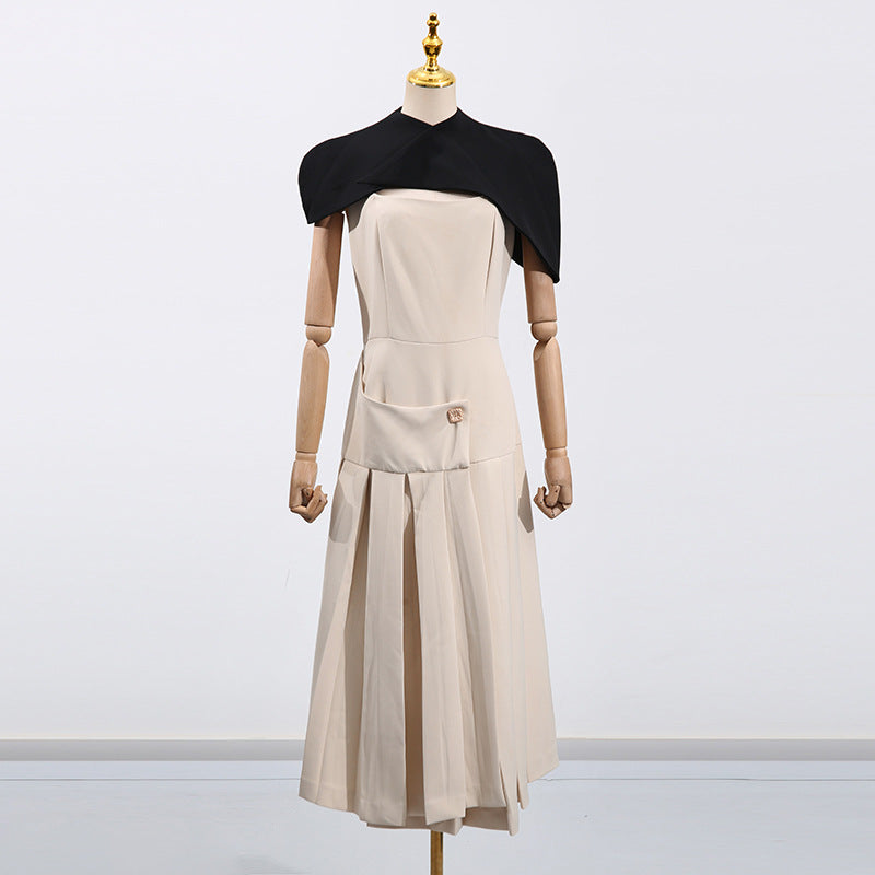 Cape Sleeveless Midi Dress